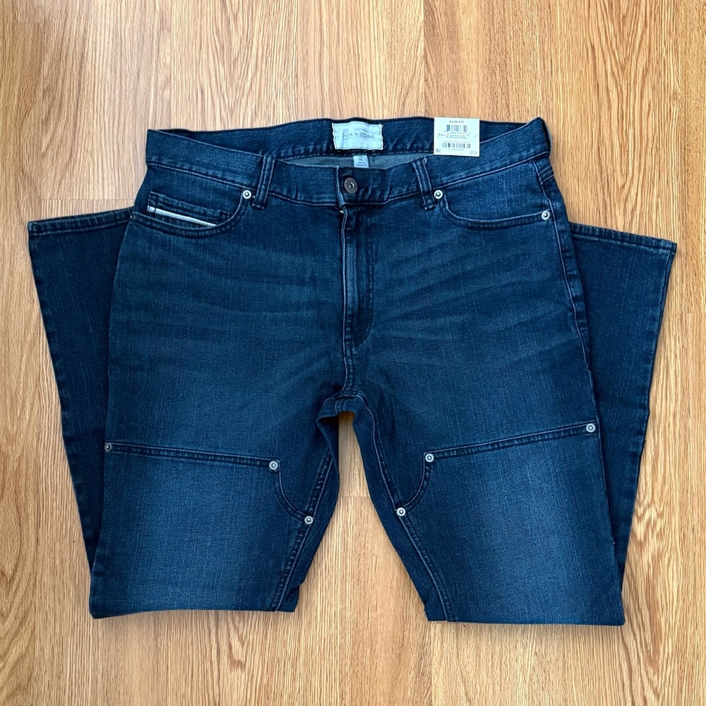 Sun + Stone Slim Fit Jeans Mens 34x30 Dark Wash Stretch New With Tags